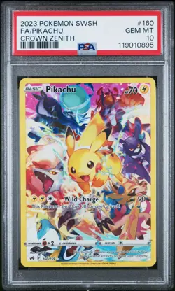 2023 POKEMON SWORD AND SHIELD CROWN ZENITH 160 FULL ART/PIKACHU PSA 10 - Image 1