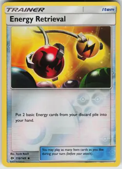 Pokemon Energy Retrieval 116/149 SM Base Set Reverse Holo card - Image 1
