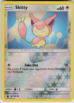 Pokemon Skitty 120/168 SM - Celestial Storm Reverse Holo card - Image 1