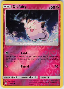 Pokemon Clefairy (38) 38/68 Hidden Fates Reverse Holo card - Image 1
