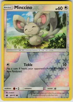 Pokemon Minccino 85/111 SM - Crimson Invasion Reverse Holo card - Image 1