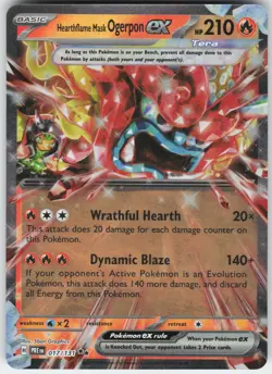 Hearthflame Mask Ogerpon ex - 017/131 Holo SV: Prismatic Evolutions Pokemon NM - Image 1