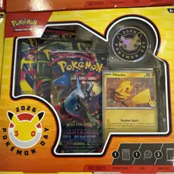 Lot of 5 Pokemon Day 2026 Collection Sealed Box Foil Pikachu Stamp Coin 3 Packs - Image 5