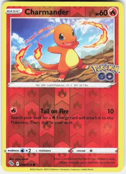 Charmander Common Pokemon GO 008/078 NM Reverse Holofoil - Image 1