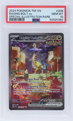 2024 Pokemon Scarlet And Violet Temporal Forces Raging Bolt EX #208 PSA 10 - Image 1