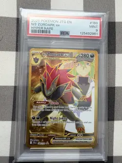 2025 POKEMON JTG EN-JOURNEY TOGETHER HYPER RARE #189 N'S ZOROARK EX PSA 9 - Image 1