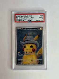 Pokemon Pikachu with Grey Felt Hat Van Gogh Full Art Promo SVP EN 085 PSA 9 Mint - Image 1