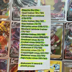Pokemon TCG 18 Card Lot Rainbow Rare Promo VMAX Pikachu Opal - Image 2