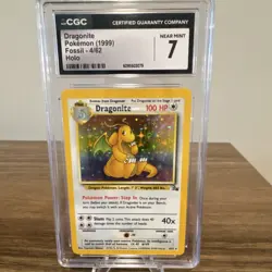 Pokemon Dragonite Holo Rare 4/62 Fossil Unlimited CGC 7 English - Image 1