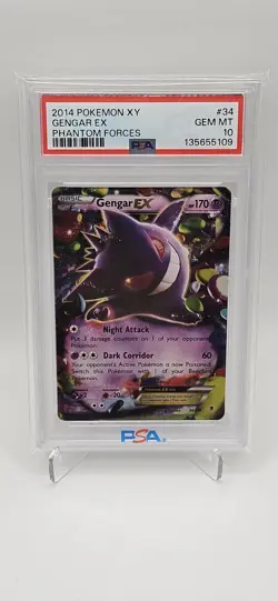 2014 Gengar EX #34 Pokemon XY Phantom Forces Ultra Rare Holo PSA 10 - Image 1