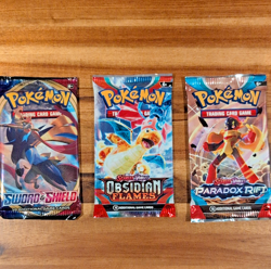 Pokemon Booster Packs Lot 3x Sword & Shield, Obsidian Flames, Paradox Rift 23 g - Image 1
