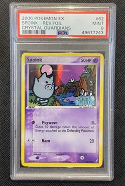 PSA 9 Spoink #62 Reverse Foil Stamped EX Crystal Guardians Pokemon 2006 Low Pop - Image 1