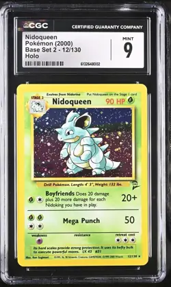 2000 Pokemon Base Set 2 Nidoqueen Holo #12 CGC 9 - Image 1