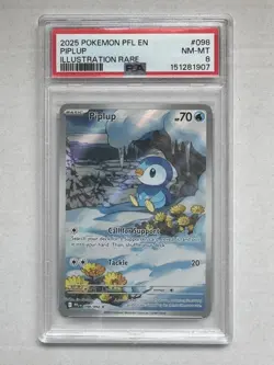 2025 POKEMON PHANTASMAL FLAMES ILLUSTRATION RARE 098/094 PIPLUP PSA 8 - Image 1