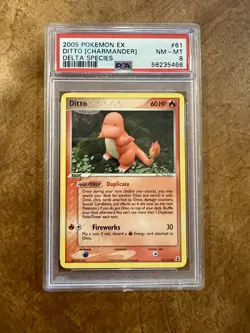 2005 POKEMON EX DELTA SPECIES #61 DITTO [CHARMANDER] DELTA SPECIES PSA 8 - Image 1