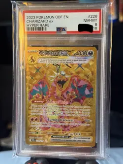 PSA 8 Pokemon Charizard ex 228/197 Obsidian Flames Gold Hyper Rare Holo - Image 1