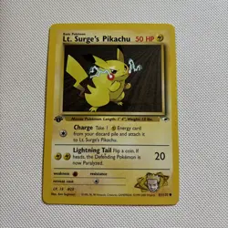 Lt. Surge's Pikachu - 1st Edition - 81/132 Gym Heroes WOTC Pokemon TCG 2000 MP - Image 1
