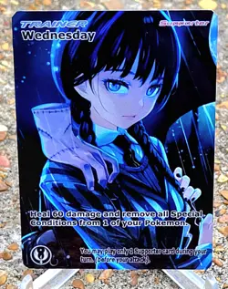Pokemon Wednesday Anima Waifu Sexy Doujin ACG DIY Trainer Full Art Card Holo - Image 1