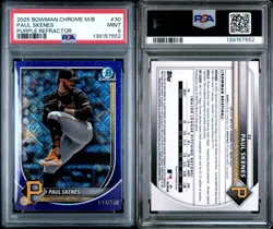 2025 Bowman Chrome Mega Box Paul Skenes Purple Mojo Refractor /250 PSA 9 - Image 2