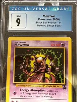 CGC 9 MINT Mewtwo 2000 Black Star Promos 14 Mewtwo Strikes Back Pokemon Card - Image 2