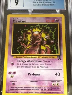 CGC 9 MINT Mewtwo 2000 Black Star Promos 14 Mewtwo Strikes Back Pokemon Card - Image 3