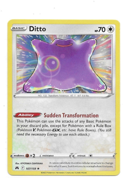 Ditto 107/159 Crown Zenith Holo Rare Holofoil Near Mint - LP Pokemon TCG - Image 1