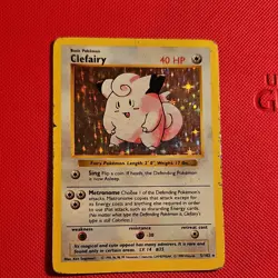 Pokemon Clefairy Base Set Holo Rare 40 HP Card 5/102 Wizards 1999 - Image 1