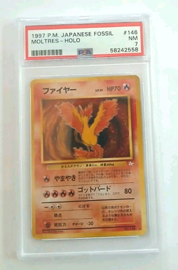 1997 Pokemon Japanese Fossil Moltres-Holo 146 PSA 7 - Image 1