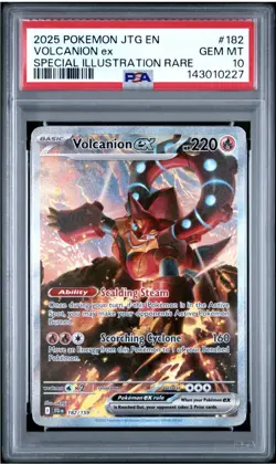 2025 POKEMON JTG EN SPECIAL ILLUSTRATION RARE #182 VOLCANION EX PSA 10 - Image 1