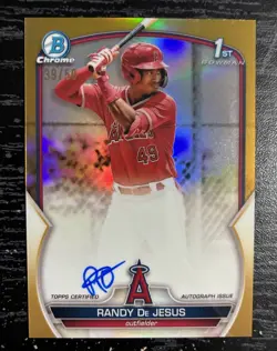 RANDY DE JESUS 2023 BOWMAN CHROME 1ST GOLD REFRACTOR ANGELS AUTO /50 - Image 1