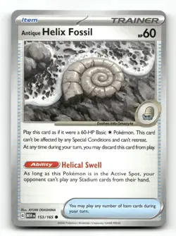 Antique Helix Fossil 153/165 - 151 - Pokemon Card NM/M - Image 1