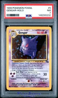 Pokemon Card PSA 7 Gengar 5/62 Fossil Holo Rare Vintage WOTC Foil 1999 - Image 1