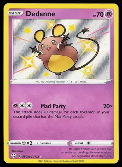 Dedenne SV051/SV122 Shiny Holo Shining Fates Shiny Vault Pokemon Card - Image 1