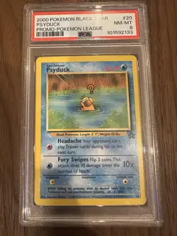 2000 POKEMON PROMO BLACK STAR POKEMON LEAGUE #20 PSYDUCK PSA 8 - Image 3