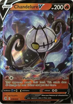 Chandelure V 264 HOLO V Rare Fusion Strike Pokemon Near Mint - Image 1