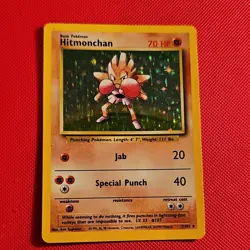 Pokemon Hitmonchan Base Set Holo Rare 70 HP Card 7/102 Wizards 1999 - Image 1