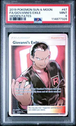 Pokemon Hidden Fates Giovanni’s Exile #67/68 Full Art Card *MINT PSA 9* - Image 1