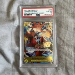 2023 One Piece Promo P-036 Monkey D Luffy Pre-Release Tournament Winner PSA 10 - Image 1