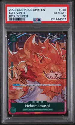 2022 ONE PIECE OP01-ROMANCE DAWN 048 CAT VIPER BOX TOPPER PRE-ERRATA PSA 10 - Image 1