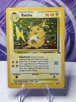 Pokemon TCG Raichu Fossil Holo Card 14/62 Unlimited Rare - Image 1