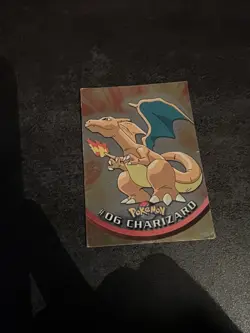 Rare 1999 Topps Pokemon TCG Card Charizard In Foil Finish with A Black Logo #6 - Image 1