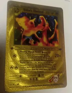 Blaine’s Charizard Gold Foil 100hp NM Fan Art Display Card Flame Jet - Image 2