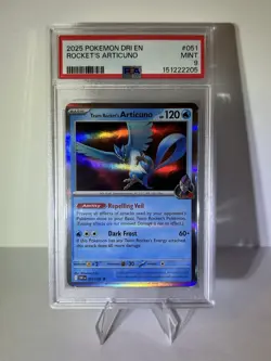 Team Rocket’s Articuno 051/182 PSA Mint 9 Rare Pokemon TCG SV Destined Rivals - Image 1