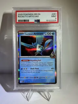 Team Rocket’s Articuno 051/182 PSA Mint 9 Rare Pokemon TCG SV Destined Rivals - Image 3
