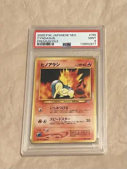 PSA 9 Cyndaquil Japanese Neo Premium File #155 Pokemon 2000 - Image 1