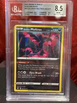 2021 Pokemon Galarian Moltres Holo 093/203 BGS 8.5 Evolving Skies - Image 1