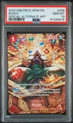 2024 ONE PIECE OP06-WINGS OF THE CAPTAIN SPECIAL ALTERNATE ART #008 BUGGY PSA 10 - Image 1