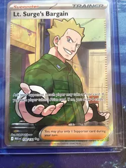 Pokemon TCG-Lt. Surge's Bargain 170/132 Mega Evolutions Full Art Trainer NM - Image 1