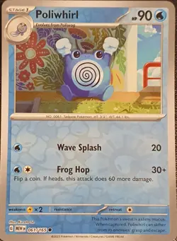Pokemon Card Poliwhirl Pokemon 151 Reverse Holo Common 061/165 Near Mint - Image 1
