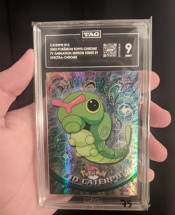 POP 2 TAG 9 MINT Caterpie #10 Spectra-Chrome Pokemon Topps Chrome Series 1 - Image 3